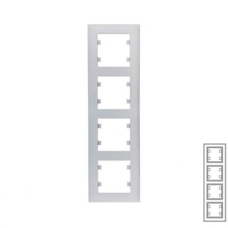 Рамка 4-містна вертикальна срібло Intense Lumina-2 Hager WL5642