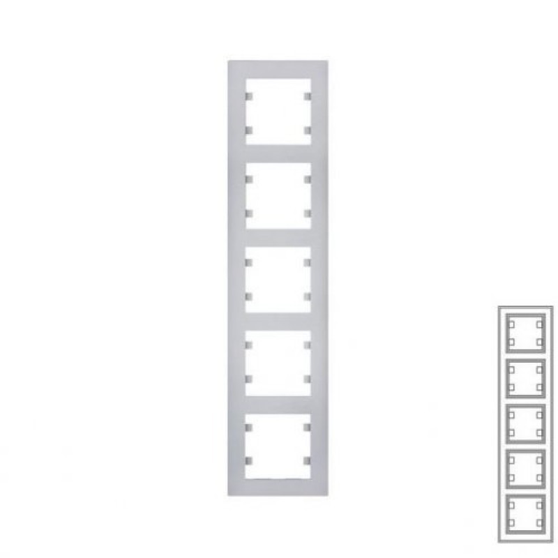 Рамка 5-містна вертикальна срібло Intense Lumina-2 Hager WL5652