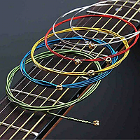 Бронзовые Цветные струны для Акустической гитары 6шт.