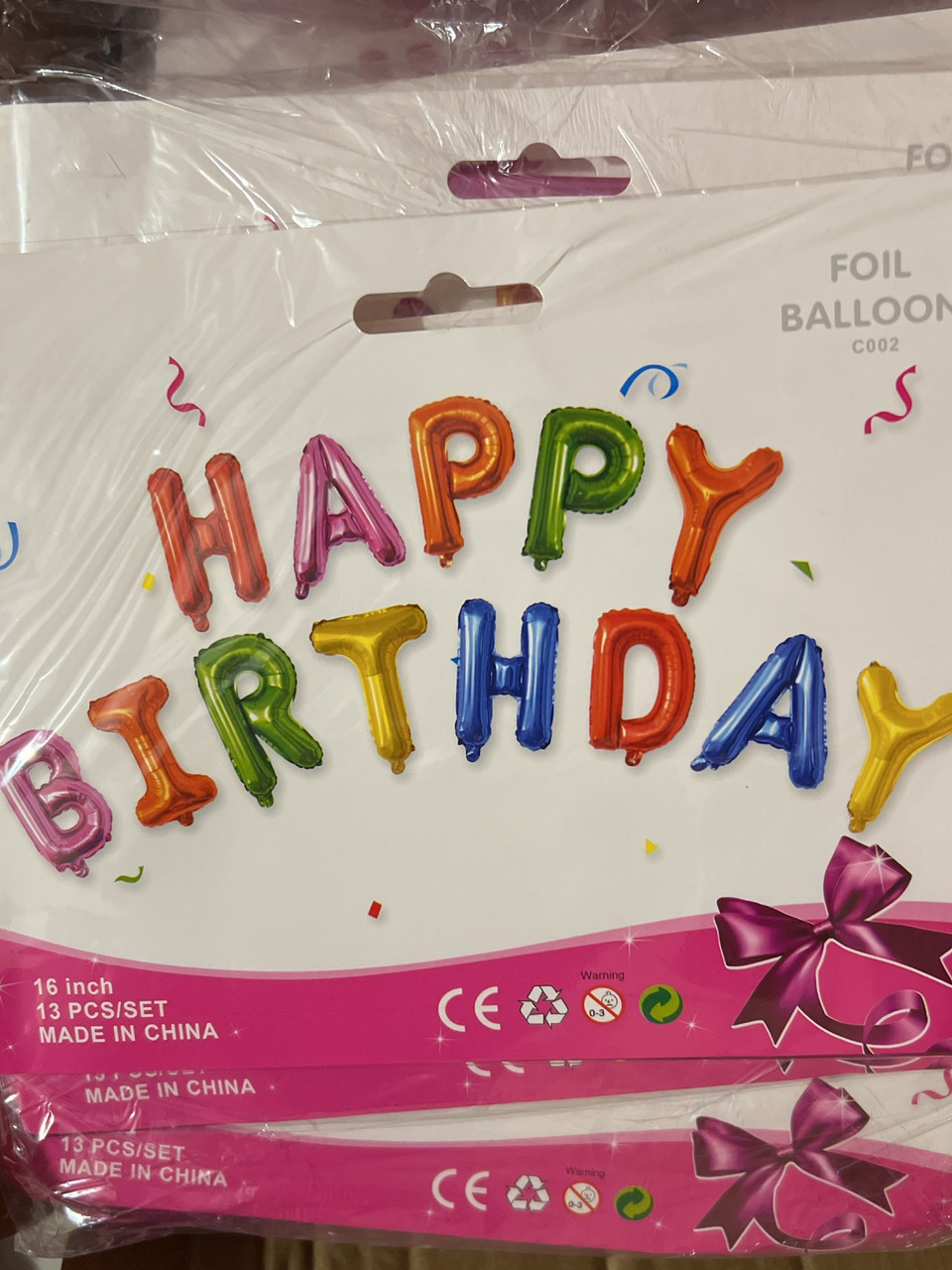 Кулі букви фольговані "Happy Birthday" кольорові літери 16'