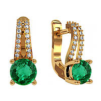 Золоті сережки з смарагдами і діамантами 0,18 карат