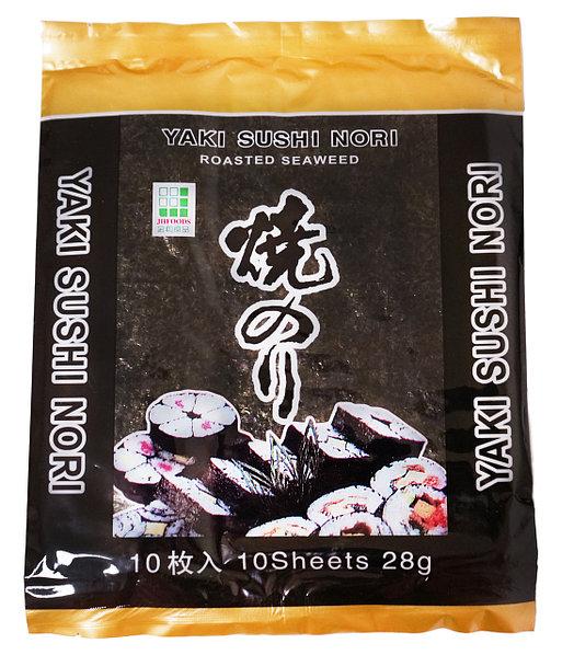 Сушені водорості норі для суші Yaki Sushi Nori Китай, 10 аркушів, 28 г