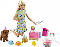 Barbie Барби блондинка с питомцами Вечеринка для щенков Puppy Party Playset (GXV75)