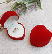 Оксамитовий Футляр для кільця, перстня, обручки "Серце Велике"