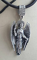 Ангел хранитель с крестом и мечом подвеска серебряная.