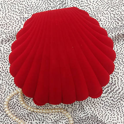 Футляр "ракушка" червоний для кольє і гарнітура, фото 2