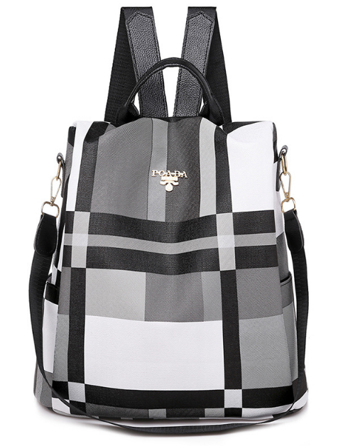 Рюкзак-сумка жіночий чорний білий смужка Poaba