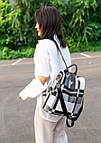 Рюкзак-сумка жіночий чорний білий смужка Poaba, фото 4