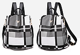 Рюкзак-сумка жіночий чорний білий смужка Poaba, фото 5
