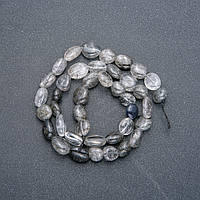 Намистини на нитці з натурального каменю Рутиловий Кварц Волосатік галтівка d-8х9мм L-41см + - купити біжутерію оптом в інтернеті