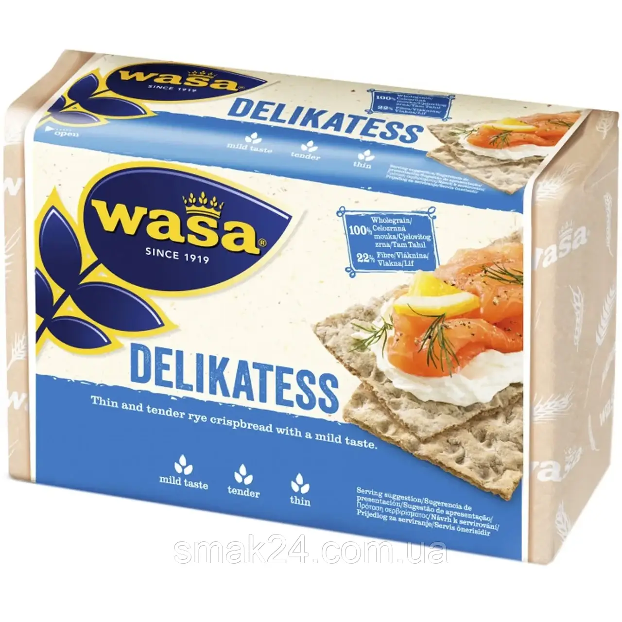 Хлебцы ржаные бездрожжевые Wasa Delikatess 270г Германия - фото 1 - id-p1548107311