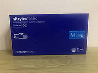 Рукавички нітрилові Nitrylex Basic розмір M, блакитні (100 шт)