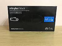 Рукавички нітрилові непудровані чорні Mercator Medical NITRYLEX BLACK (чорні) розмір M ОРИГІНАЛ!!!
