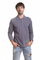 Мужская футболка поло с длинным рукавом серая