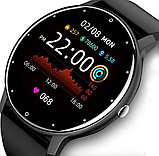 Багатофункціональні круглі розумні годинник для чоловіків чорні для андроїд і айфона, фото 4