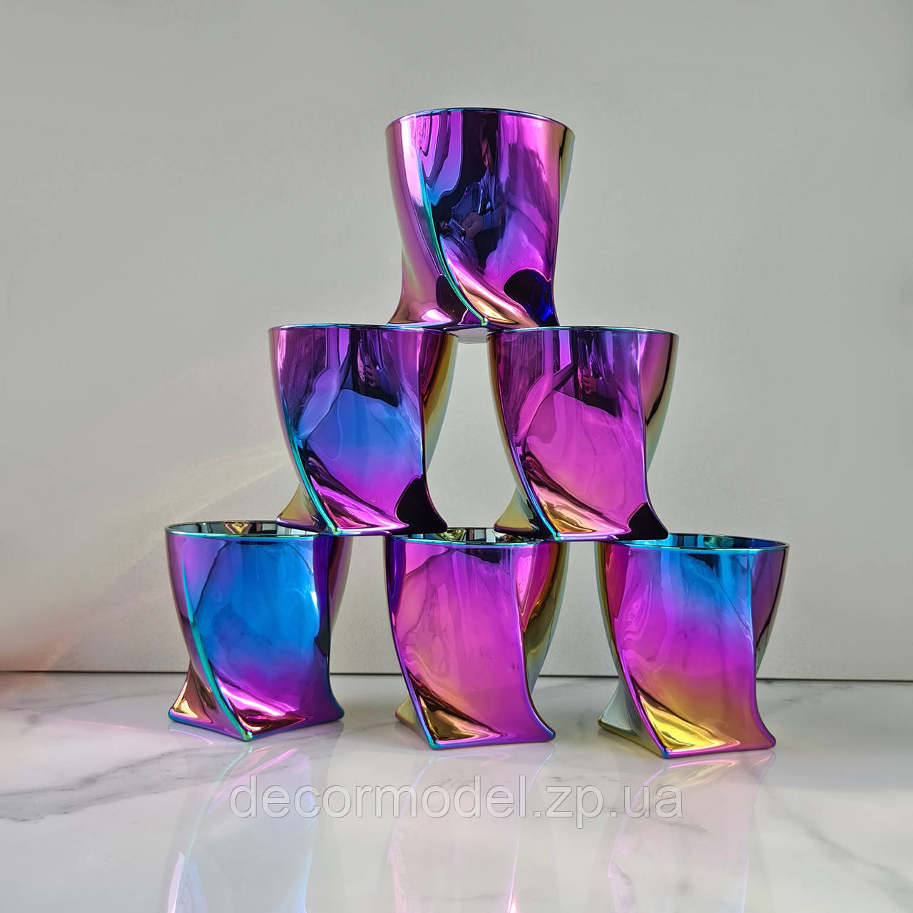 Набір склянок для віскі Bohemia Quadro 340 мл 2K936_340 райдуга, фото 1