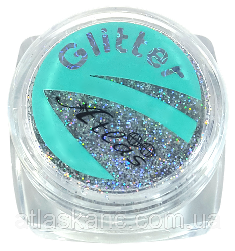 Блискітки (Глітер) дрібні Голографічні Атлас 2 г — Срібло AS-2356, фото 1