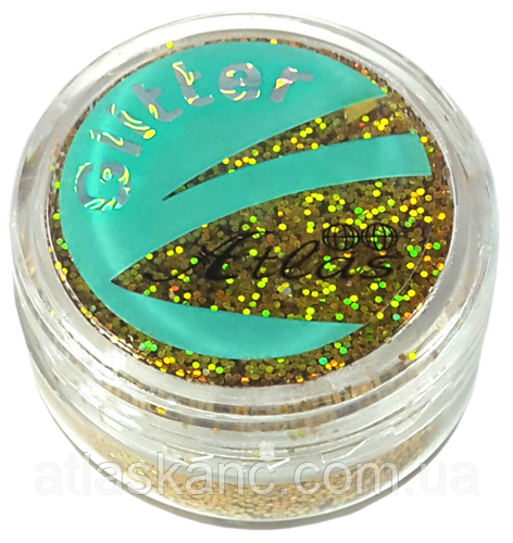 Блискітки (Глітер) великі Голографічні Атлас 3 г — Золото AS-2454, фото 1