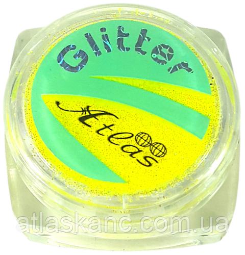 Блискітки (Гліттер) дрібні Флуоресцентні Атлас 2 г — Жовтий AS-2393, фото 1