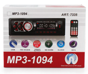 Автомагнітола MP3 1094 BT знімна панель ISO cable, фото 1