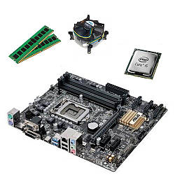 Комплект б/в: Материнська плата ASUS B150M-A LGA1151/ Intel Core i5-6600 4 ядра 3.3 - 3.9 GHz/ 8 GB DDR4 / Кулер