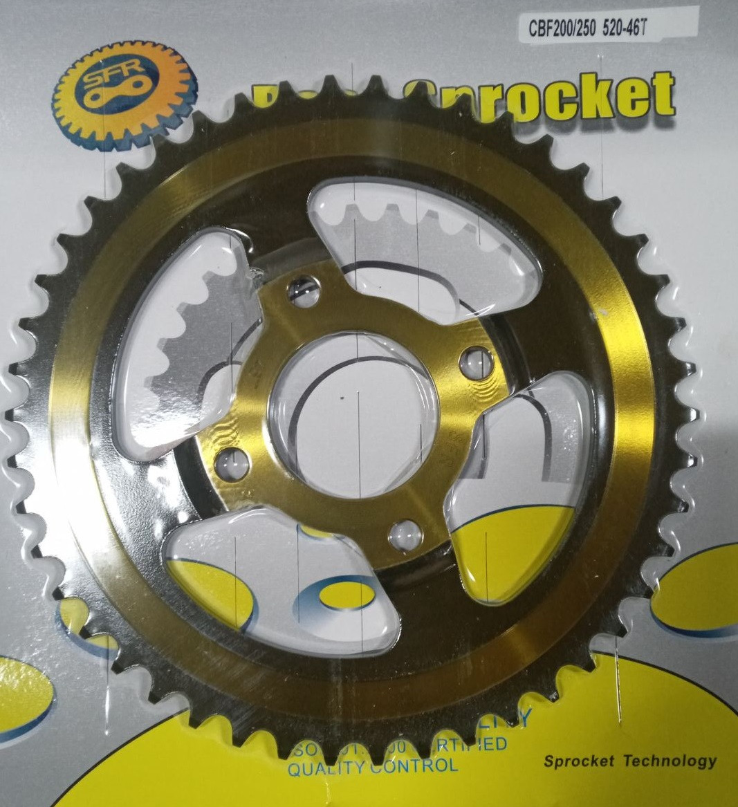 Зірка TEKEN/Loncin\CBF200/250 520х46 HUB=58mm, PCD=4X90mm, Holes=10,5 mm,( тарілка) SFR Gold