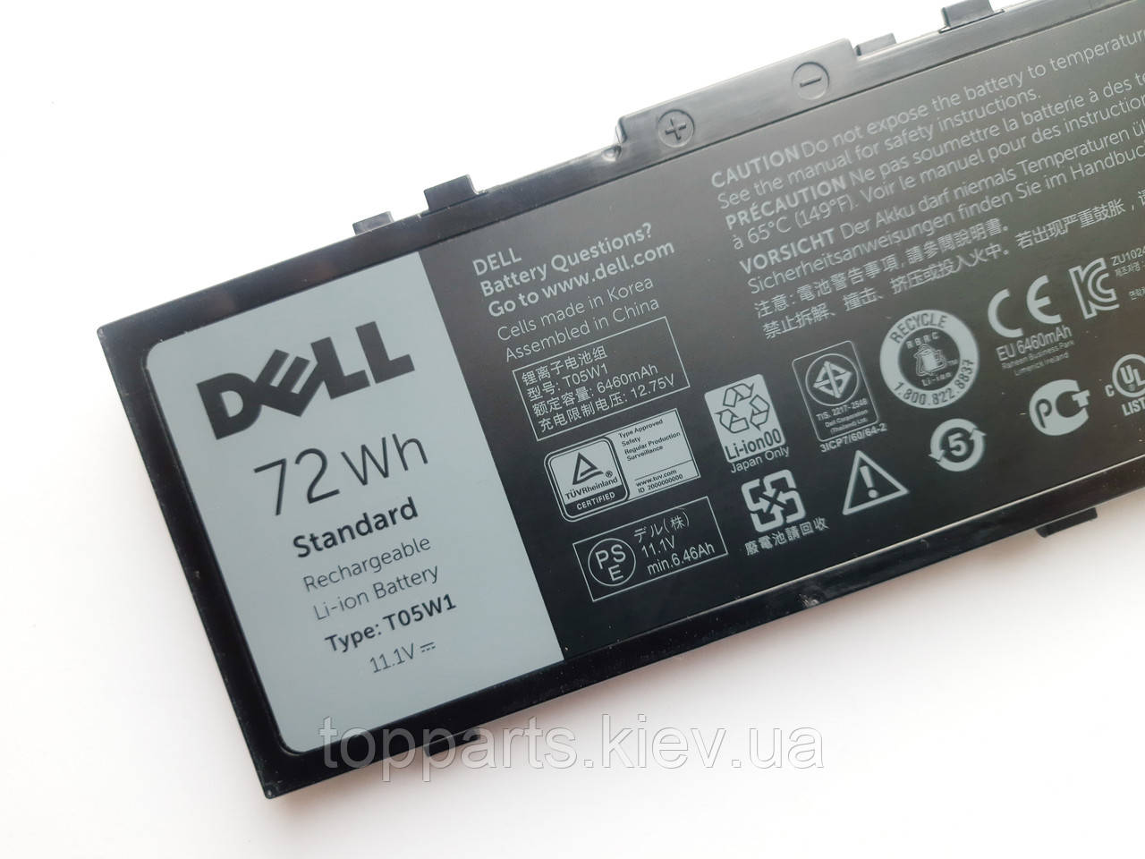 Батарея для ноутбука Dell Precision 7510 T05W1, 6460mAh (72Wh), 6cell, 11.1V, Li-ion, чорний, ОРИГІНАЛЬНА