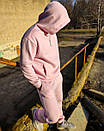 Спортивный костюм мужской зимний на флисе оверсайз розовый Plain, фото 2