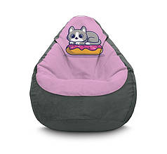Крісло мішок "CUTE CAT ON DONUT" Флок
