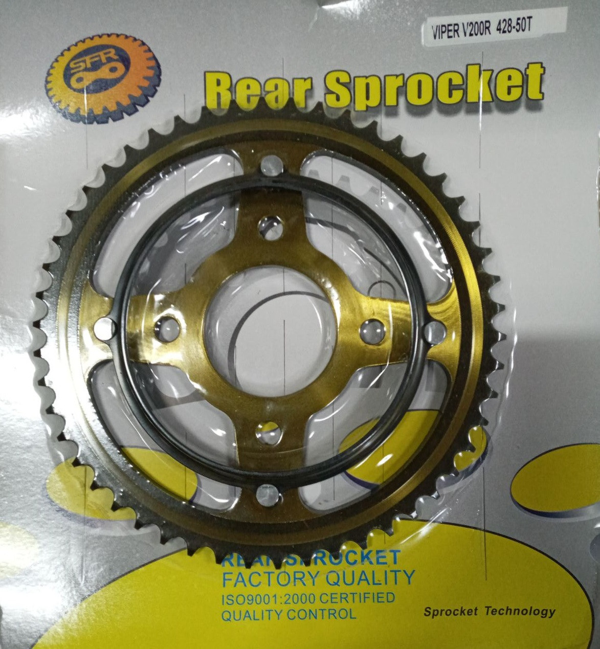 Зірка Gold, SFR VIPER V200R 428x50T PCD=4*90mm, HUB=58mm, Pilot Hole dia=10,5( ОБОДОК) Polish Gold\Black