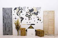 Многослойная деревянная карта мира на стену 300х175 см