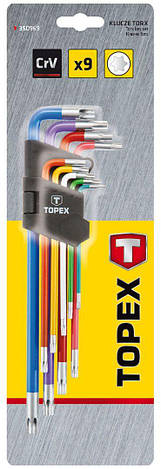 Ключі шестигранні Topex Torx, T10-T50 мм, набір 9 шт., фото 2