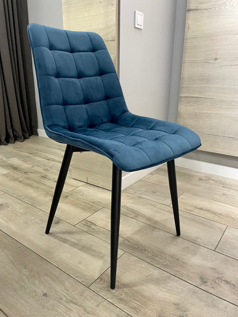 Обідній стілець Куба Cuba синій велюр + чорний метал, фото 1