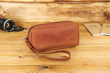 Чоловічий клатч Тревел барсетка з натуральної шкіри колір Коньяк