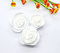 Роза латексная ( фоамиран ) 3,5-4см. 1 шт. Цвет белый.
