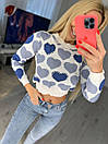Жіночий короткий светр трендовий з принтом серце з перлами (р. 42-46) 91041339, фото 3