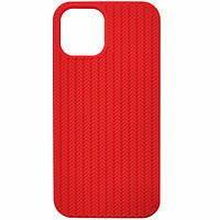 Чохол Silicone Knitted для Apple iPhone 12/12 Pro (06) - Red