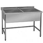 Виробнича мийка кухонна 1400х700х850 мм, чаша глибиною 300 мм, двосекційна зварна кухонна мийка, виробнича мийка на 2 чаші, фото 2