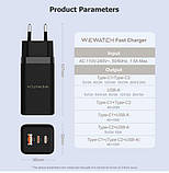 Мережевий зарядний пристрій WEWATCH GaN Fast Charger 65W, фото 5
