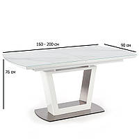 Обеденный раздвижной прямоугольный стол Halmar Blanсo 160-200х90 см белый для гостиной на одной ножке