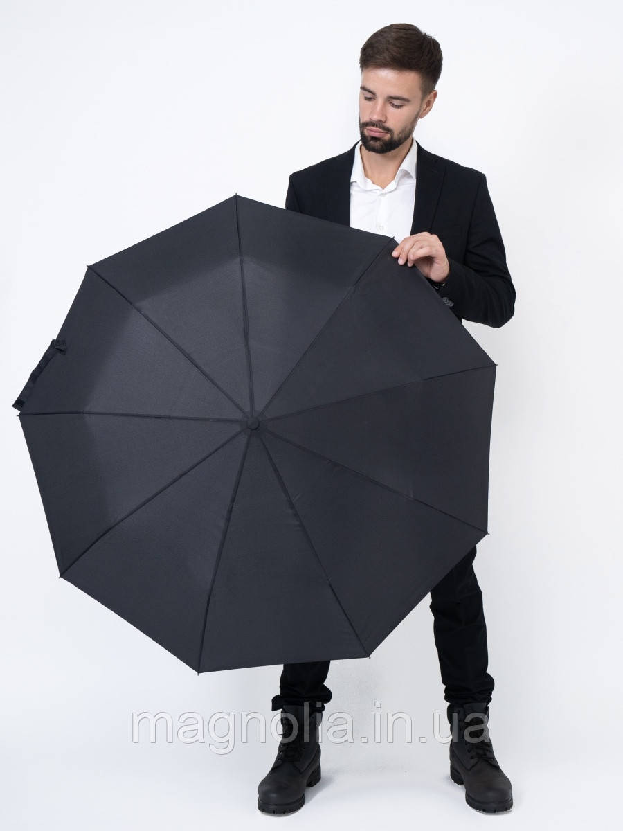 Чоловічий преміальний зонт з ручкою з натурального дерева. Посилений -Топ якість - Карбонові спиці