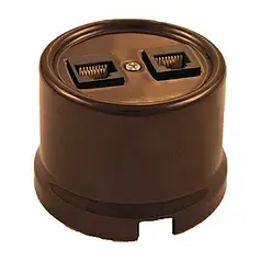 Розетка комп'ютерна BIRONI керамічна коричнева подвійна