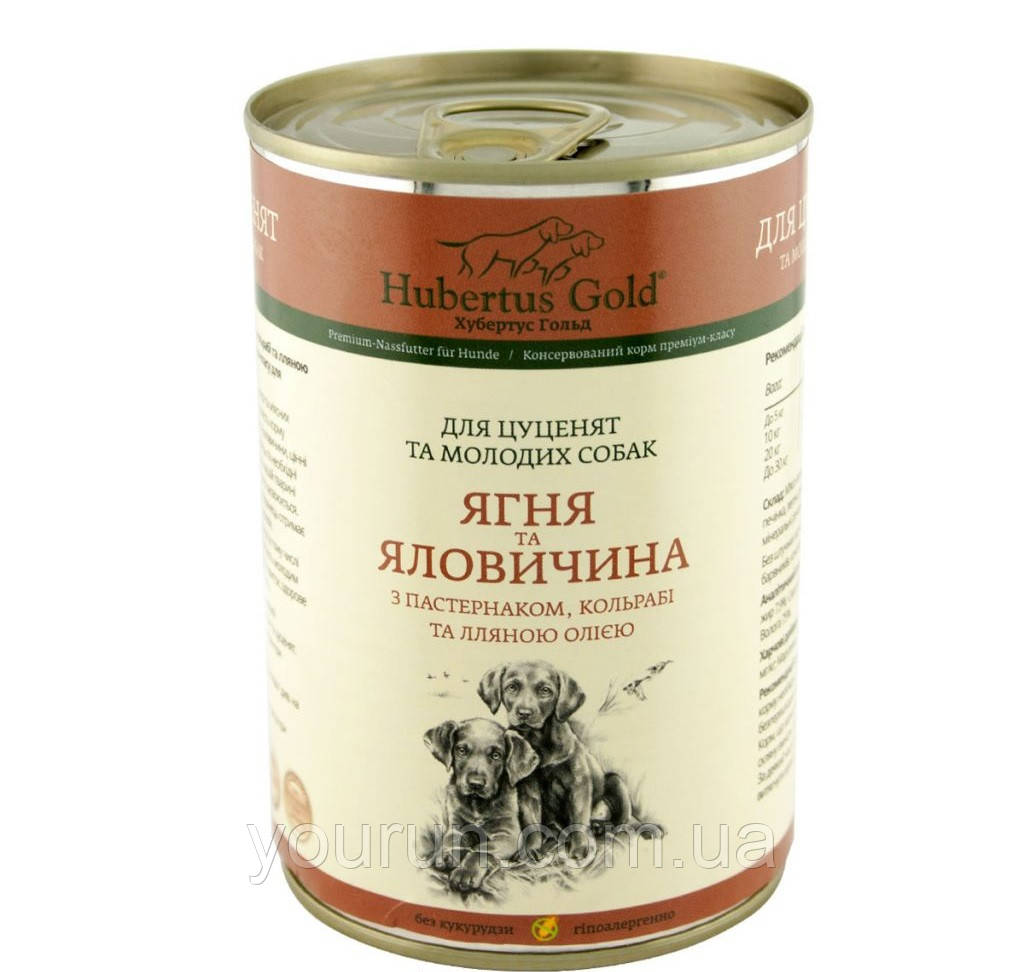 Hubertus Gold (Хубертус Голд) – Консервований корм для цуценят (ягня/яловичина) 400 гр, фото 1