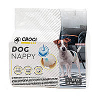 Підгузники CROCI для собак вагою 6-10кг, обхват талії 34-48sм, розмір L, 10 шт.