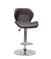 Барный стул Инвар темно-коричневый кожзам + хром, Invar BAR CH - Base, стул визажиста