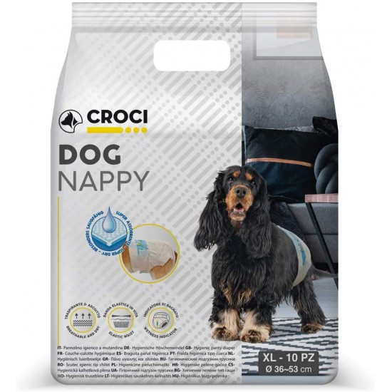 Підгузники CROCI для собак вагою 10-18кг, обхват талії 36-53sм, розмір XL, 10 шт.