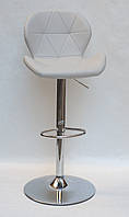 Барный стул Инвар светло- серый 10 кожзам + хром, Invar БАР CH - Base, стул визажиста