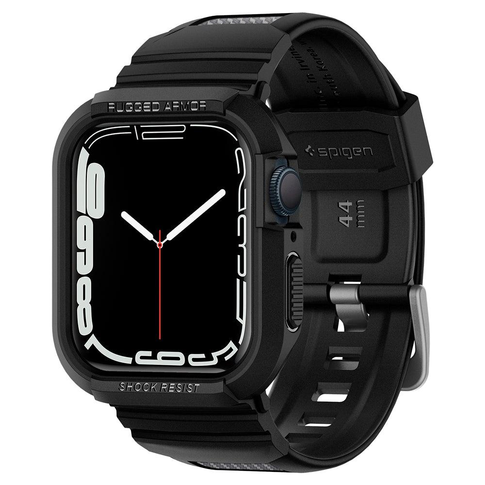 Чохол і ремінець Spigen для Apple Watch 7 / SE / 6 / 5 / 4 (45/44) Rugged Armor Pro 2 in 1, Black (062CS25324)