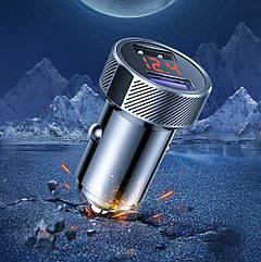 Автомобільний зарядний 2хUSB (12-24В, 5.4А) + Вольтметр / Швидка зарядка QC 3.0 / Адаптер живлення