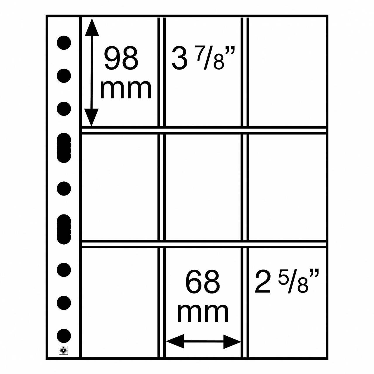 Лист до альбому Leuchtturm, GRANDE, на 9 комірок 68*98 мм, упаковка (5 шт.)